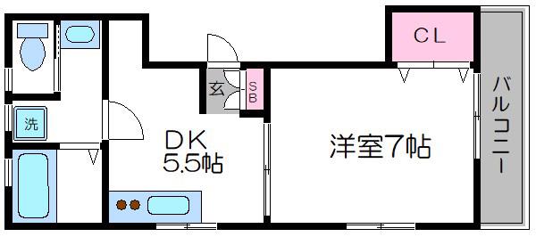CASA理化(1DK/2階)の間取り写真