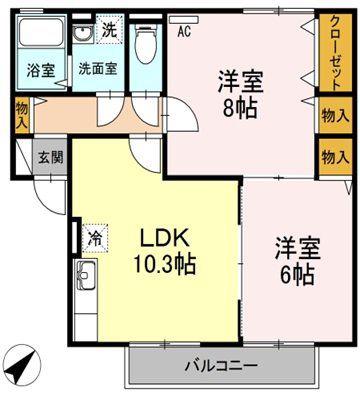 メゾン・ド・ポンパドール(2LDK/2階)の間取り写真