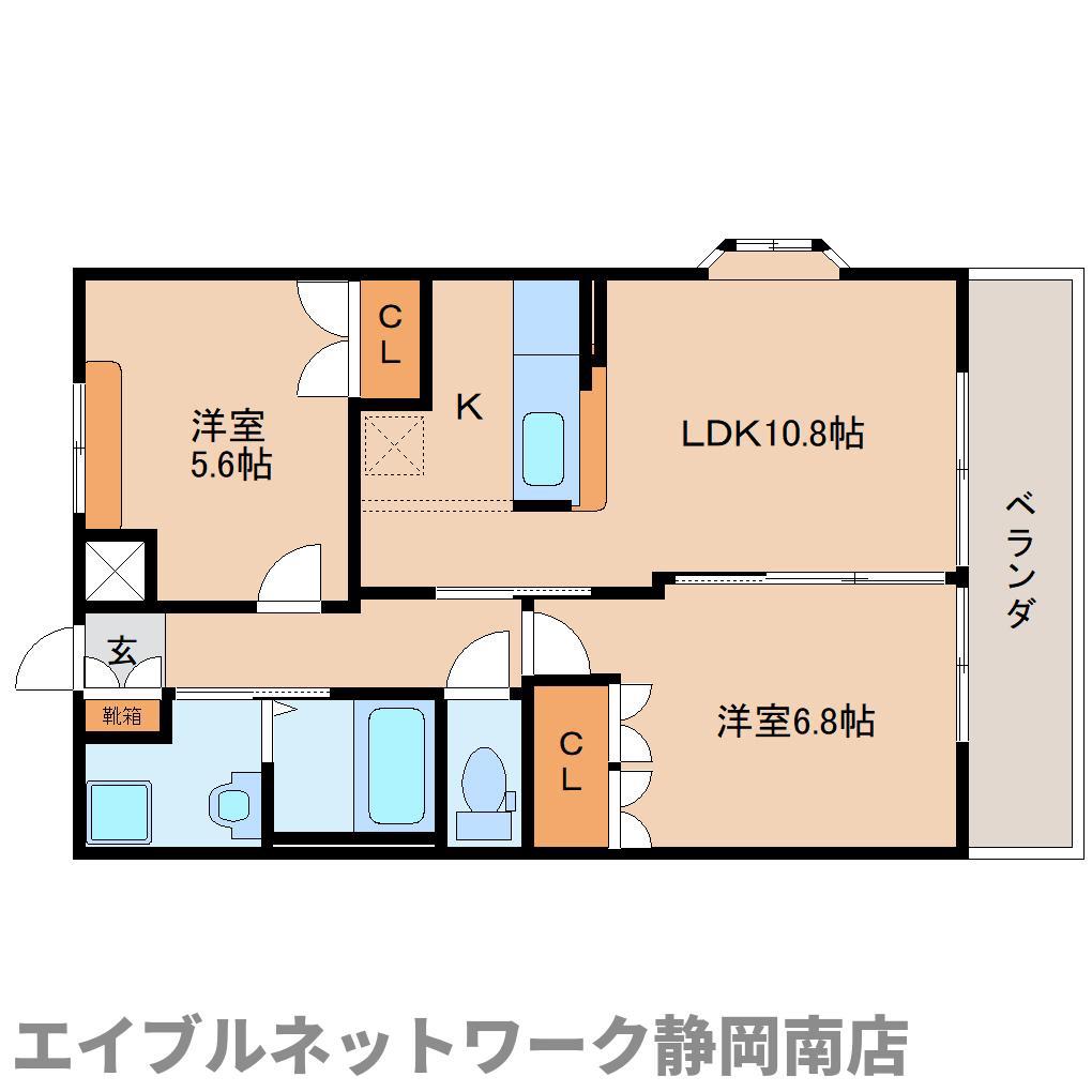 アンジェリーク(2LDK/2階)の間取り写真