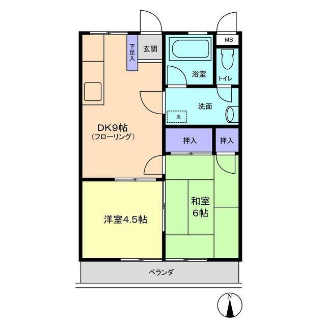 第一井上ドエル(2DK/2階)の間取り写真