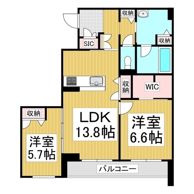 シャーメゾン蟻ケ崎(2LDK/3階)の間取り写真