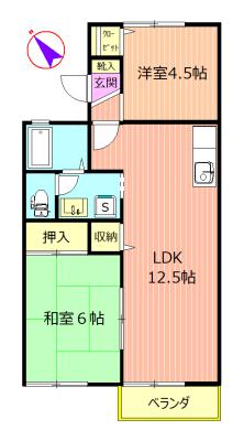 グリーンビラ美郷II(2LDK/2階)の間取り写真