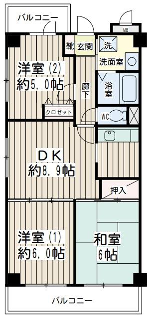ノーブル蓮沼(3DK/10階)の間取り写真