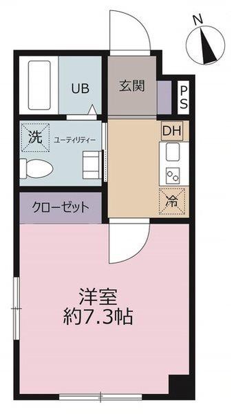 LIBERTE浅草(1K/1階)の間取り写真