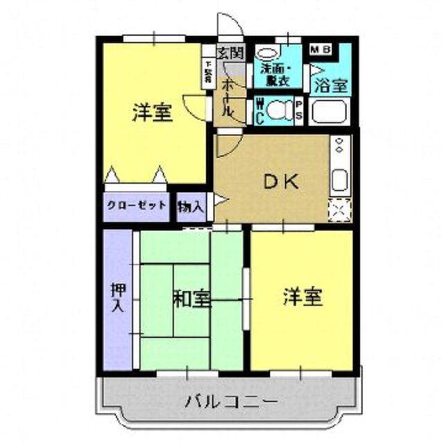 ニュースカイ彩都(3DK/3階)の間取り写真