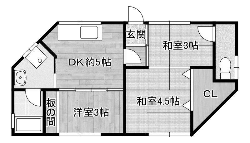 COZY板宿(3DK/2階)の間取り写真