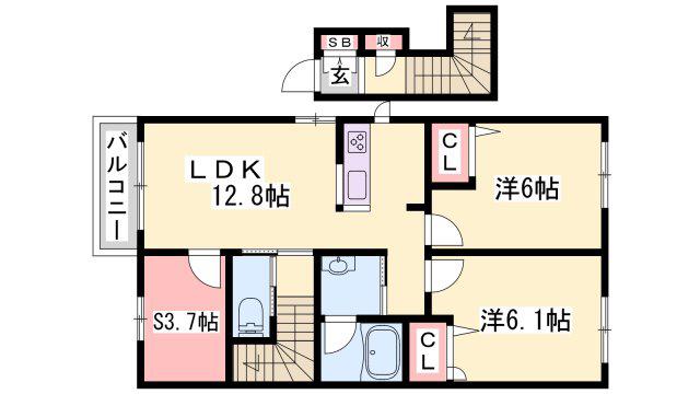 SAKURA SUITES(2SLDK/2階)の間取り写真