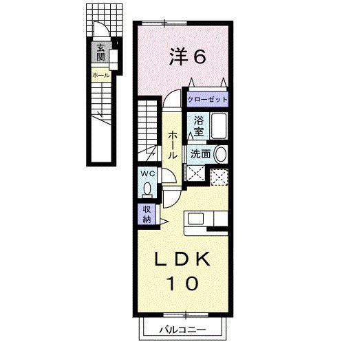 カサ・アレグリーC(1LDK/2階)の間取り写真