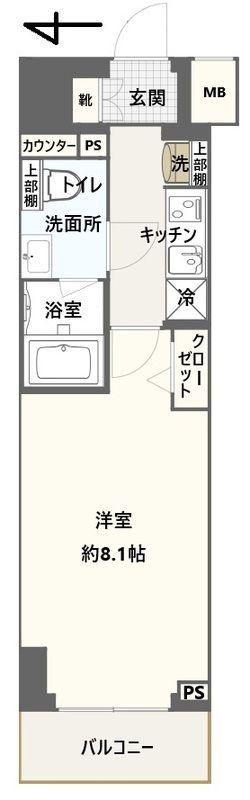 AZESTお花茶屋V(1K/4階)の間取り写真
