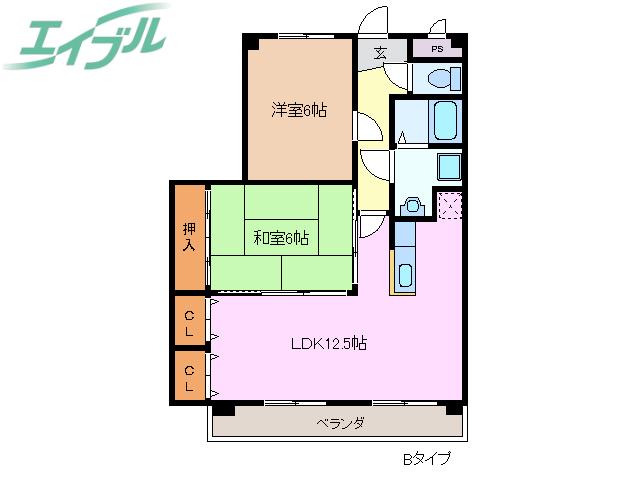 エクセレンス(2LDK/2階)の間取り写真