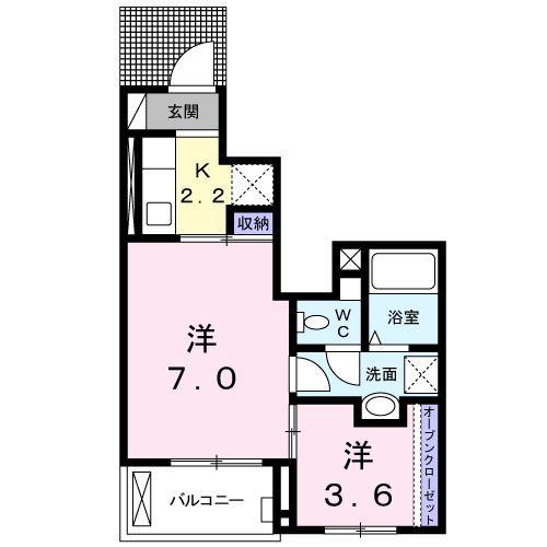 グレース M2(2K/1階)の間取り写真