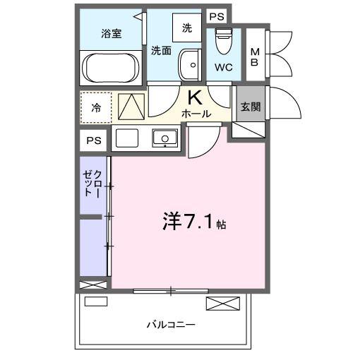 ヒカルサ東川口サウス(1K/1階)の間取り写真