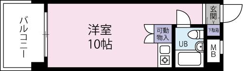 ホワイトパレス北九大前(ワンルーム/4階)の間取り写真