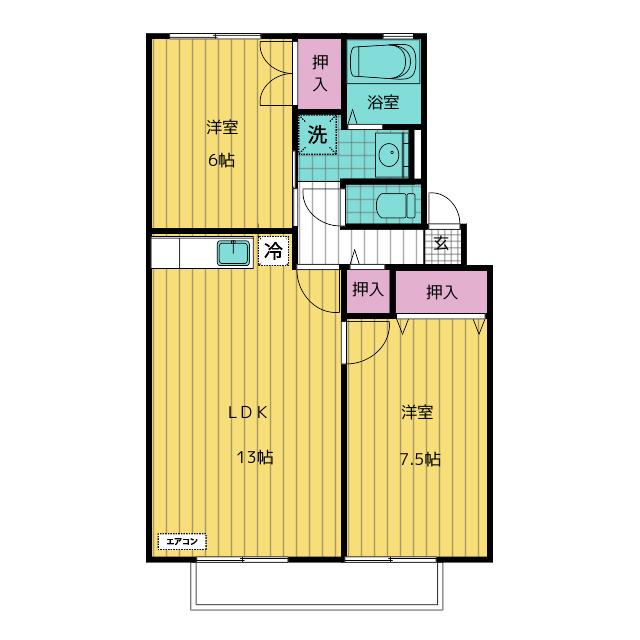 ファミーユ21C棟(2LDK/1階)の間取り写真