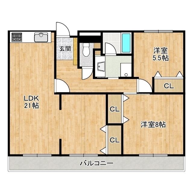 AVENIR大岩(2LDK/3階)の間取り写真
