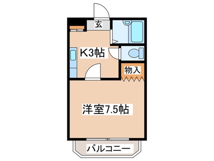 玉学サイドパレス5(1K/2階)の間取り写真