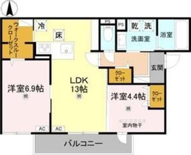 RETOLIA瓦口CREST(2LDK/2階)の間取り写真