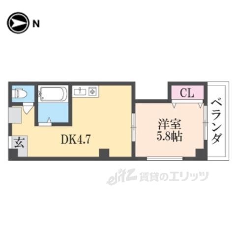 森田マンション(1DK/4階)の間取り写真