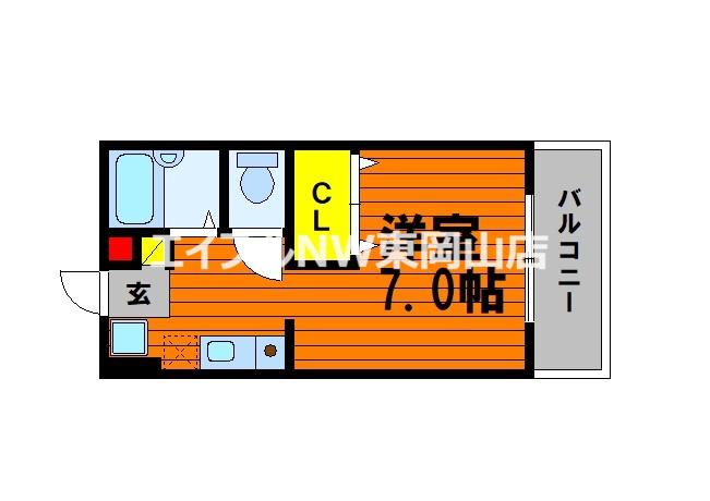 カーサ・アネーロB(1K/2階)の間取り写真