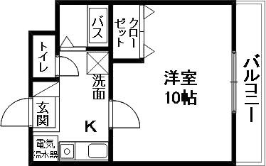ワンルーム草津西矢倉(1K/1階)の間取り写真