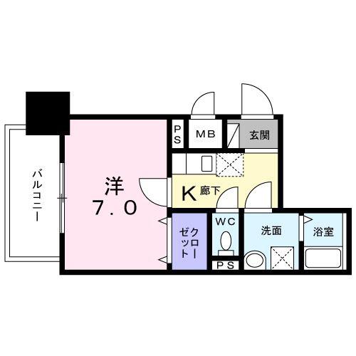 メゾン ド シュシュ 西巣鴨(1K/7階)の間取り写真