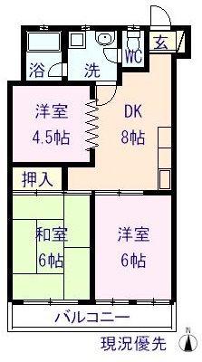Oマンション(3DK/3階)の間取り写真