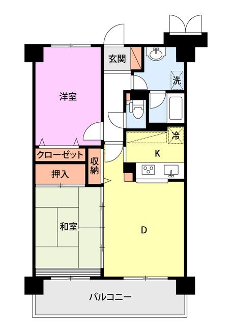 ウエストコート愛宕(2LDK/2階)の間取り写真