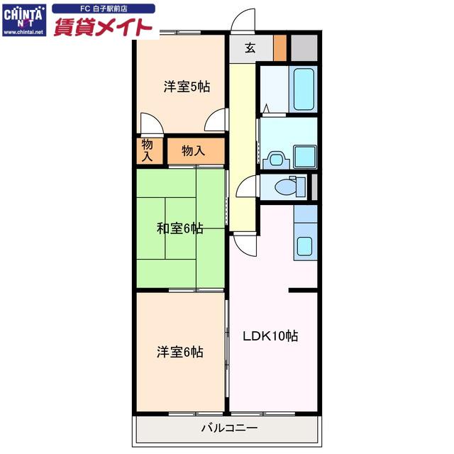 クレセント桜島(3LDK/2階)の間取り写真
