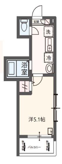 メルディア舎人(1K/3階)の間取り写真