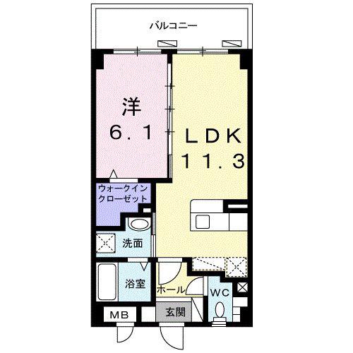 グレイスパグーロ J(1LDK/2階)の間取り写真