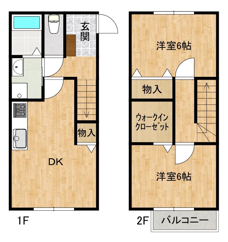 ドリームガーデン津森B棟(2DK/1階)の間取り写真
