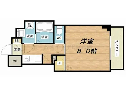 S-RESIDENCE谷町五丁目(1K/7階)の間取り写真