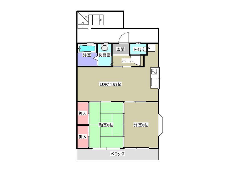 シャンポール双葉(2LDK/2階)の間取り写真
