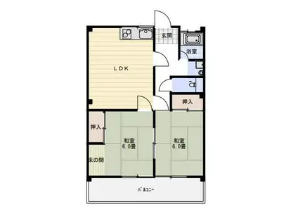 エクセレント宝殿3号棟(2LDK/1階)の間取り写真