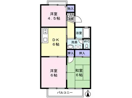 サニーコーポ富士見A(3DK/1階)の間取り写真