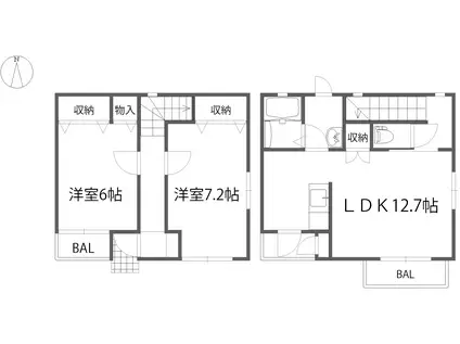 ネオマーブル(2LDK/2階)の間取り写真