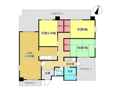 リブレM社台(3LDK/3階)の間取り写真