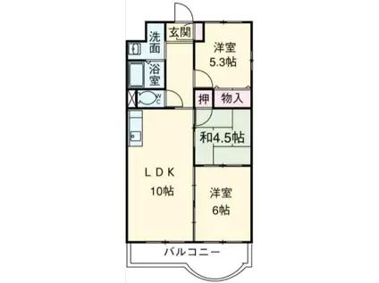 龍前デザインマンション(3LDK/1階)の間取り写真