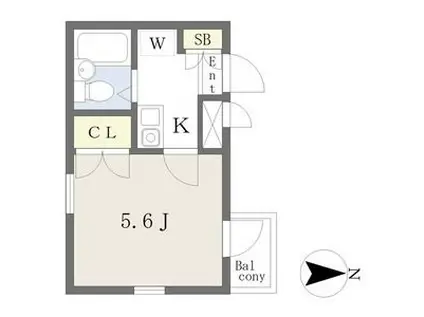 E-STORY黒川(1K/2階)の間取り写真