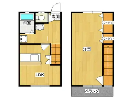 キャッスル久池井(1LDK/2階)の間取り写真