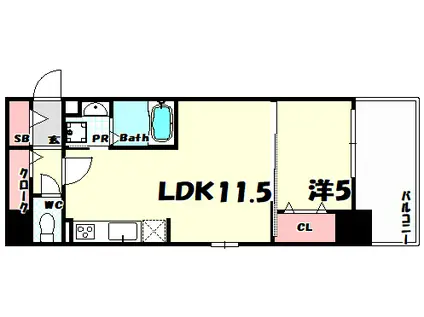 神戸HARBOESIDE 萬利RESIDENCE(1LDK/9階)の間取り写真