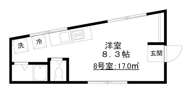 長屋アパートメントHACHI(ワンルーム/2階)の間取り写真