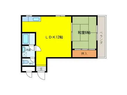 小松里マンション(1LDK/2階)の間取り写真