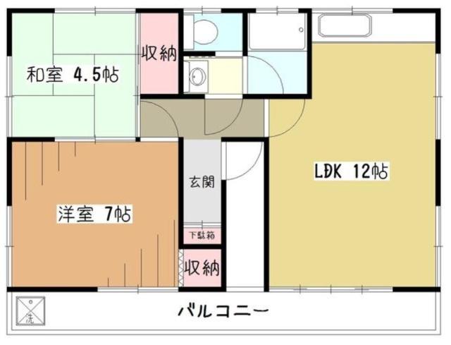 西武新宿線 久米川駅 徒歩15分 3階建 築55年(2LDK/3階)の間取り写真