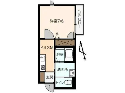 シャーメゾンAYABE(1K/2階)の間取り写真