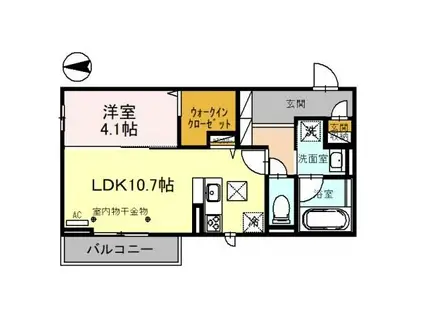 D-サウス(1LDK/1階)の間取り写真