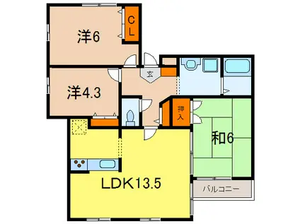 ベルシオン(3LDK/2階)の間取り写真