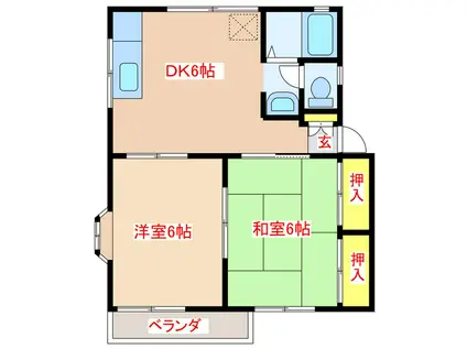 フレグランスAKI(2DK/1階)の間取り写真