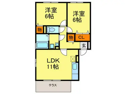 ＪＲ博多南線 博多南駅 徒歩20分 2階建 築23年(2LDK/1階)の間取り写真