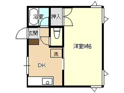 サウスタウンTSUSHIDA(1DK/2階)の間取り写真